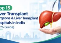 Top 15 Liver Transplant Surgeons and Liver Transplant Hospitals in India 2026 guide, featuring a liver illustration and healthcare professional.